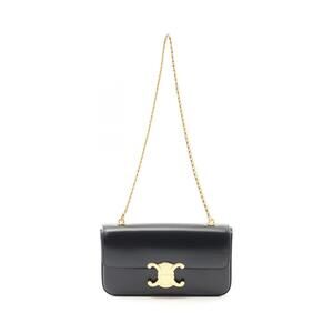 Celine Claude Triomphe Shoulder Bag Leather Black